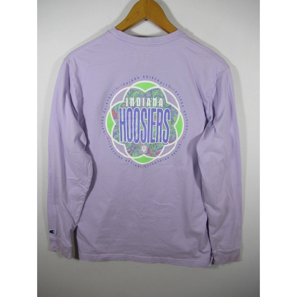 Champion Indiana University Hoosiers T-Shirt Women Large Purple Long Sleeve
